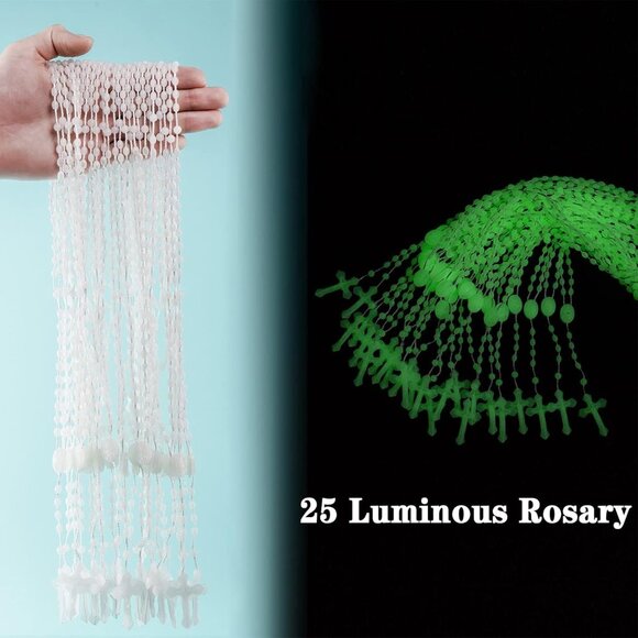 Bulk Catholic Rosaries Pack of 100, 17 Inch Assorted Plastic Beads in Blue, Red, - Picture 4 of 6